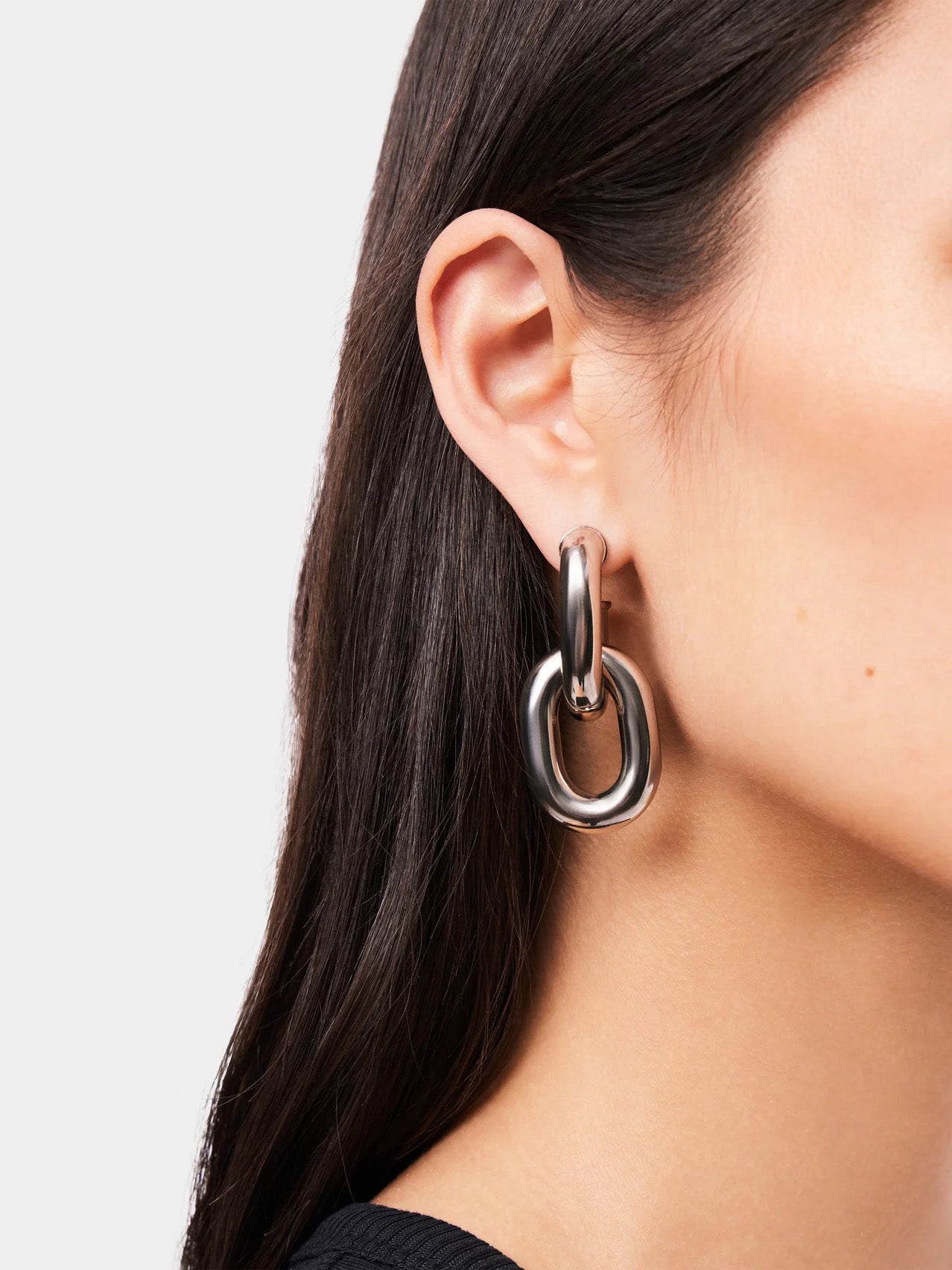 Silver Double XL Link Earrings