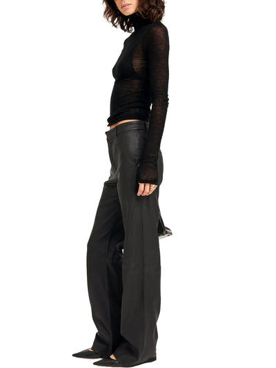 Black Tissue Cashmere Mock Neck