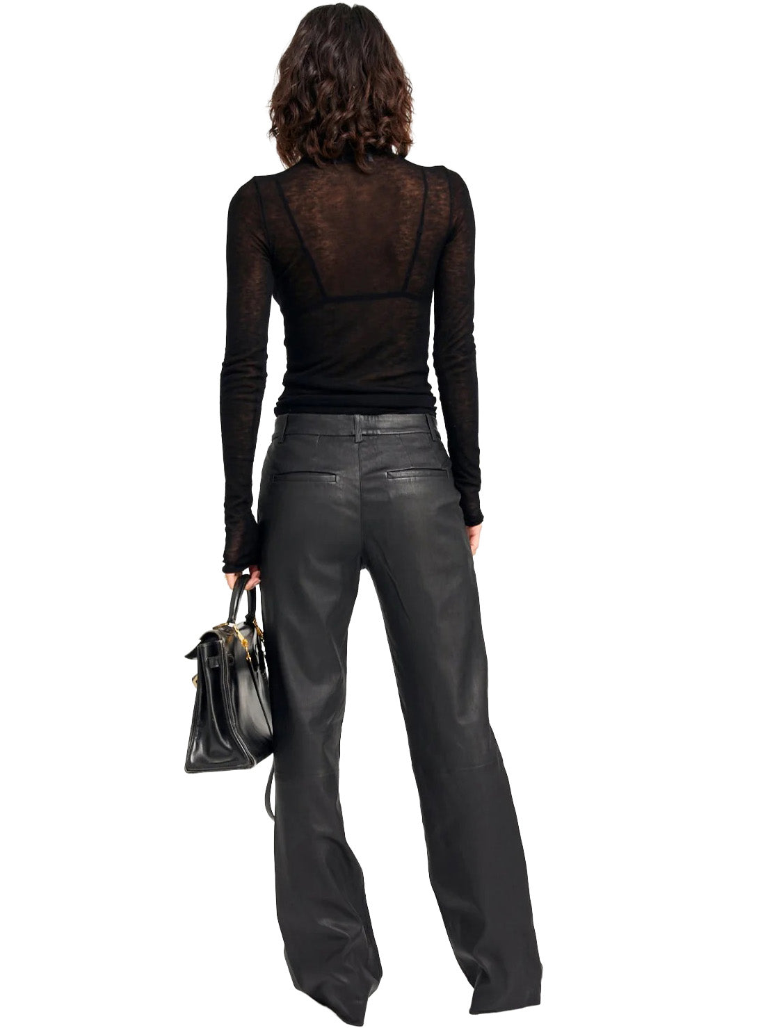Black Tissue Cashmere Mock Neck