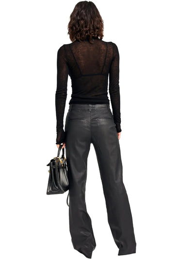 Black Tissue Cashmere Mock Neck