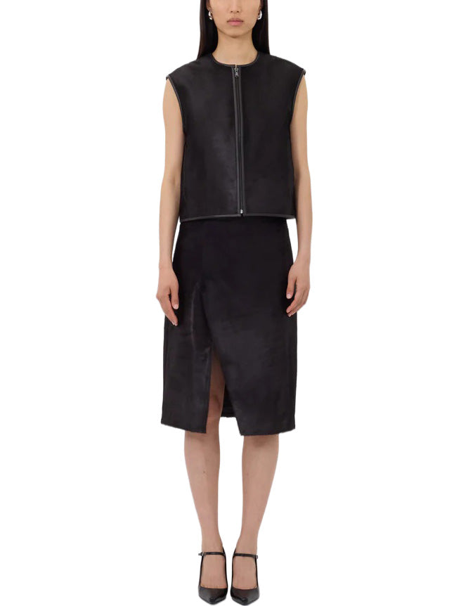 MYRA Asymmetrical Leather Skirt