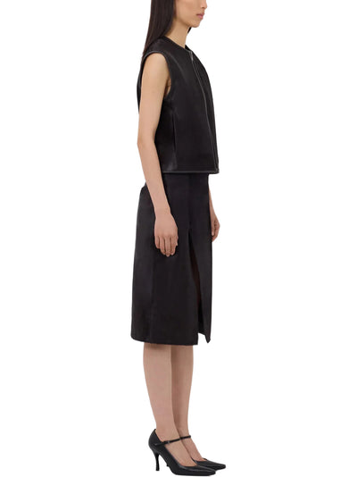 MYRA Asymmetrical Leather Skirt