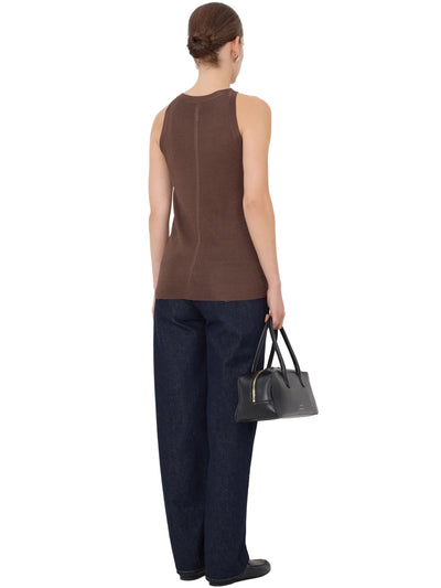 OHANA Sleeveless Knitted Top in Brown