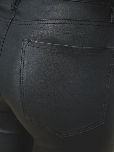 Nils Slim Leather Pant in Black