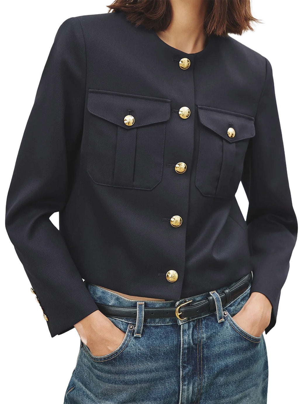 Maurine Cropped Jacket in Black