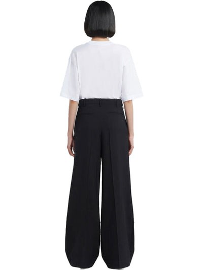 Black Tropical Wool Palazzo Trousers