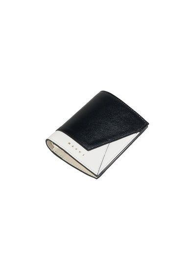 Black and White Leather Bi-Fold Wallet
