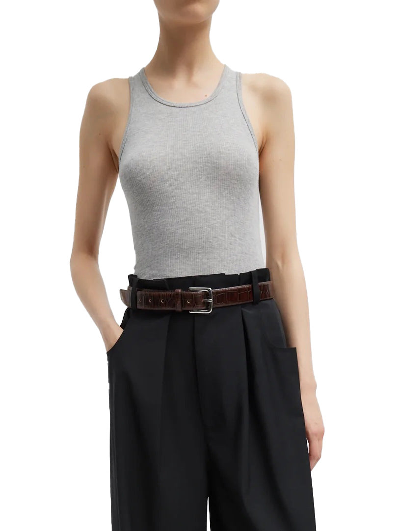 Circular Fine Rib T-Shirt Tank in Heather Grey