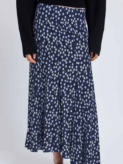 Joelle Skirt in Printed Silk Viscose Navy Multi
