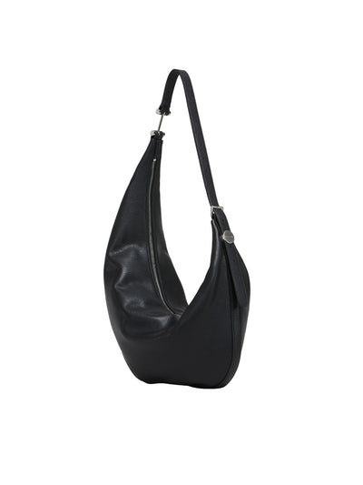 Black Leather Dot Small Hobo Bag