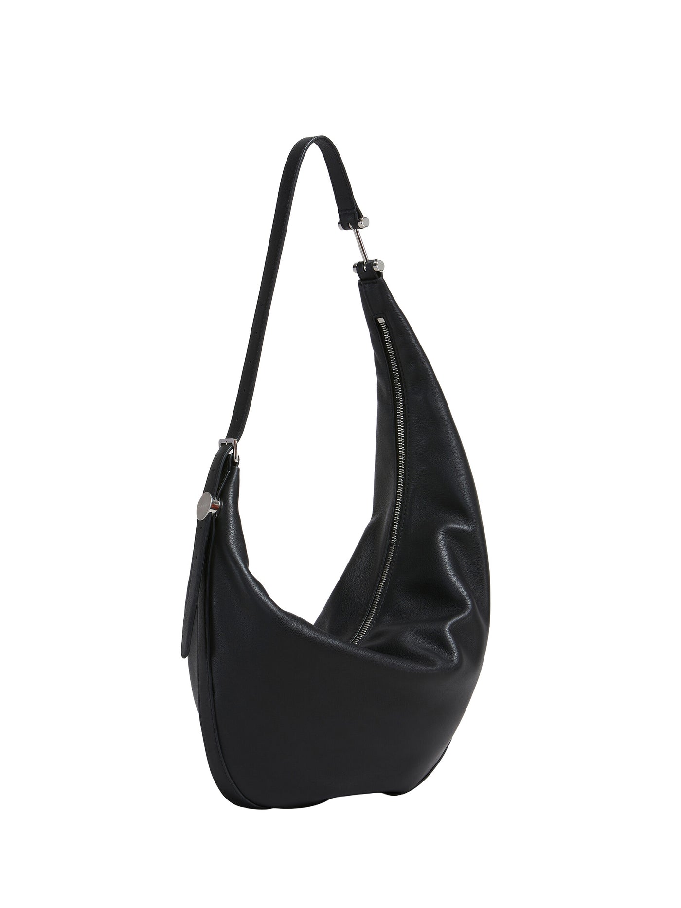 Black Leather Dot Small Hobo Bag