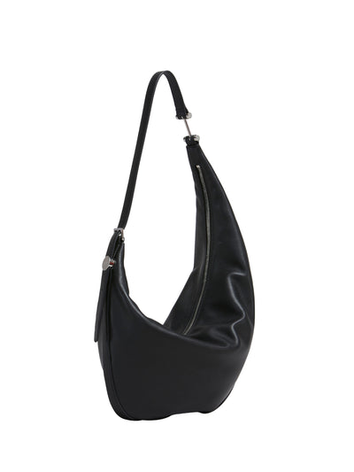 Black Leather Dot Small Hobo Bag