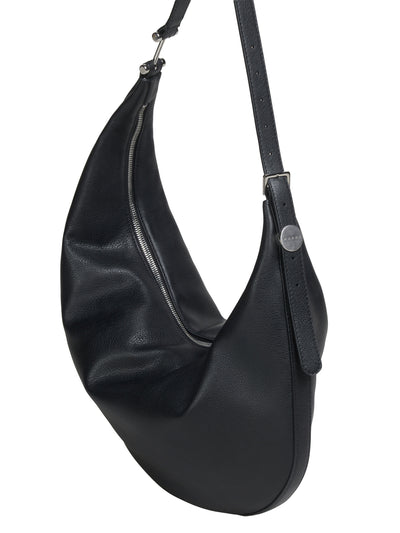 Black Leather Dot Small Hobo Bag