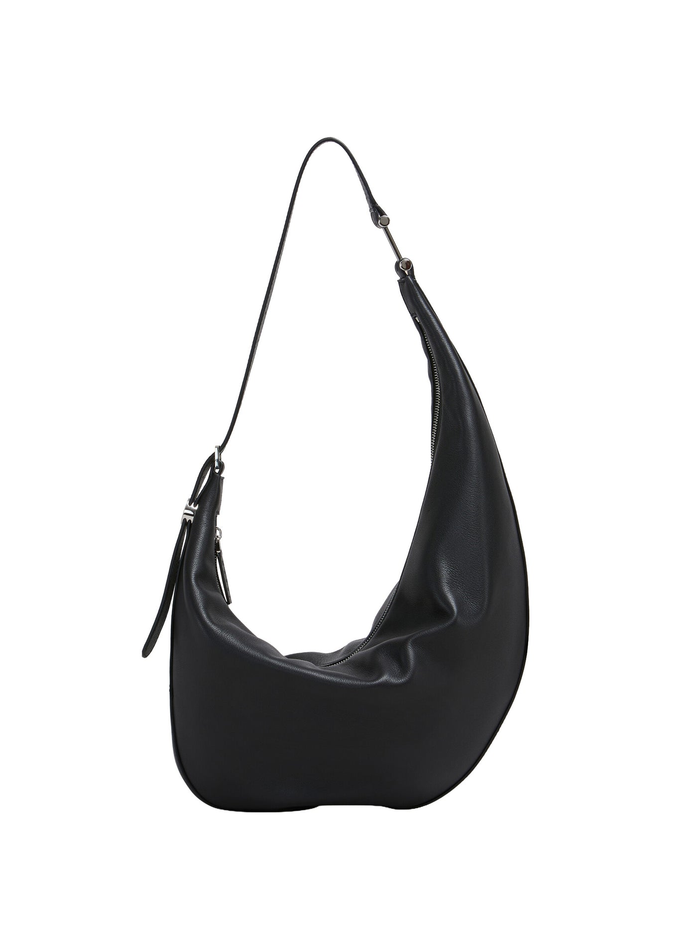 Black Leather Dot Small Hobo Bag