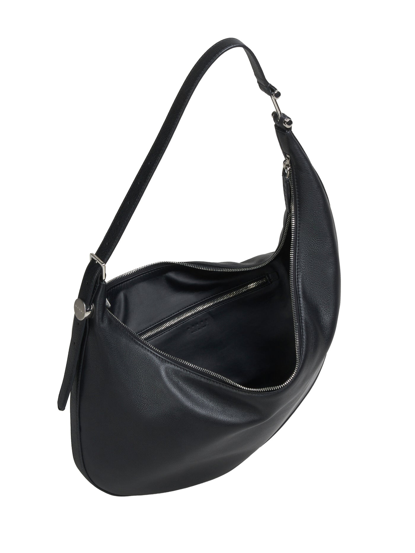 Black Leather Dot Small Hobo Bag