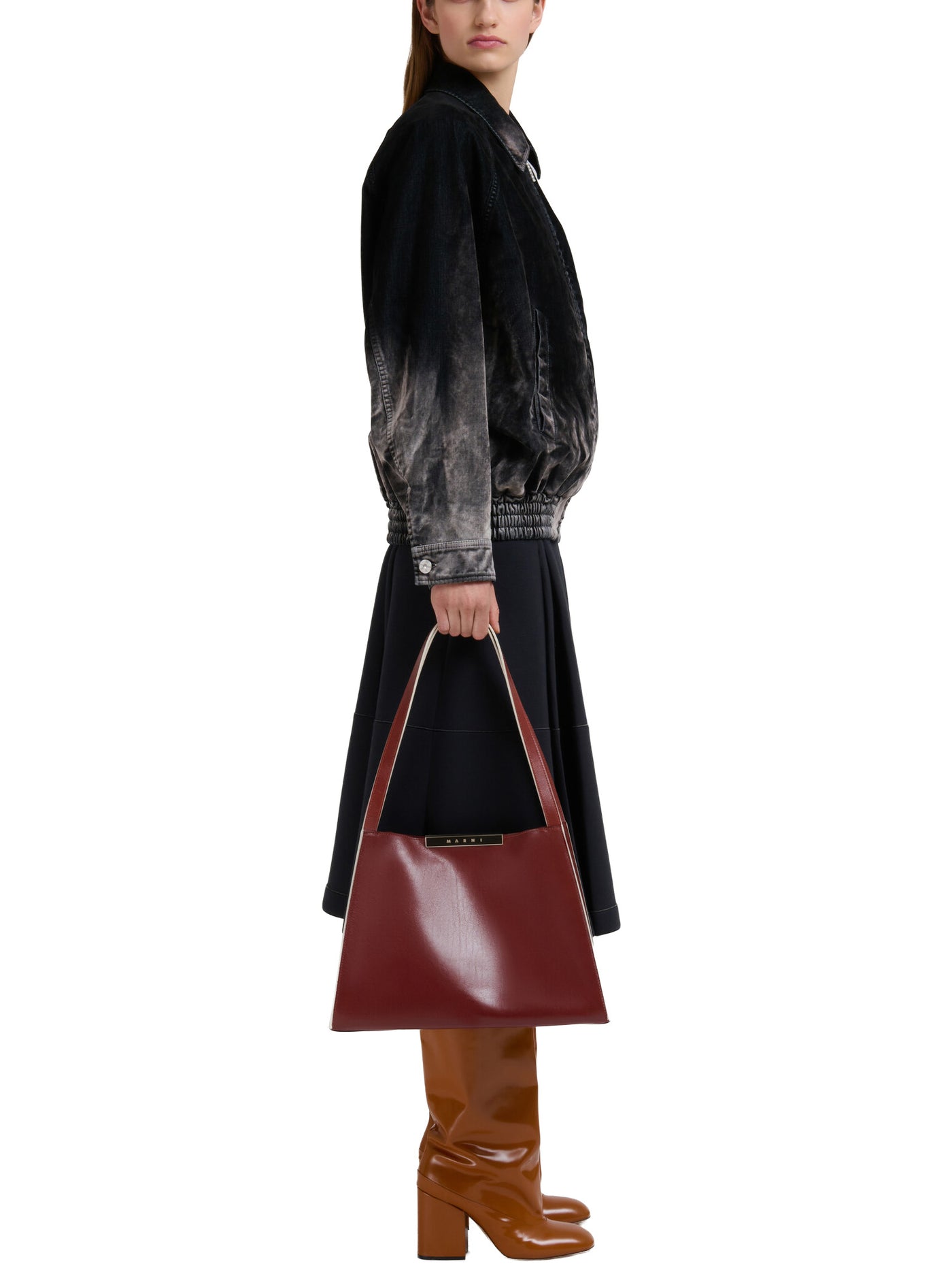 Leather Cresta E/W Small Tote Bag