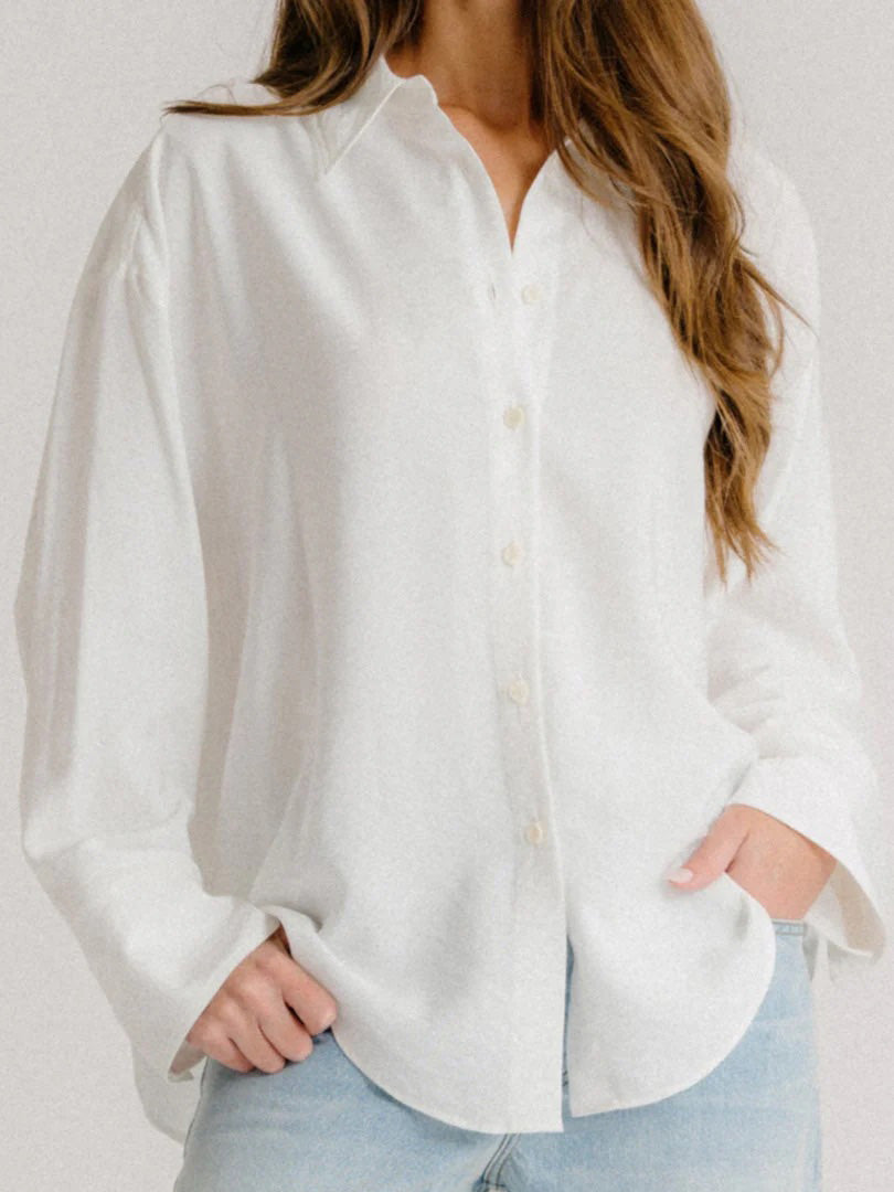 Benton Slouchy Botton Down in White