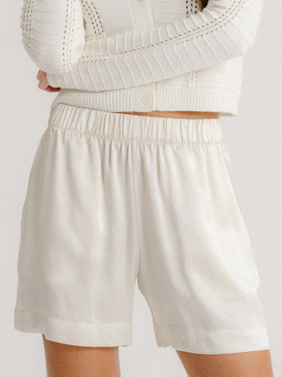 Brynn High Rise Pull Silk Short in Gardenia