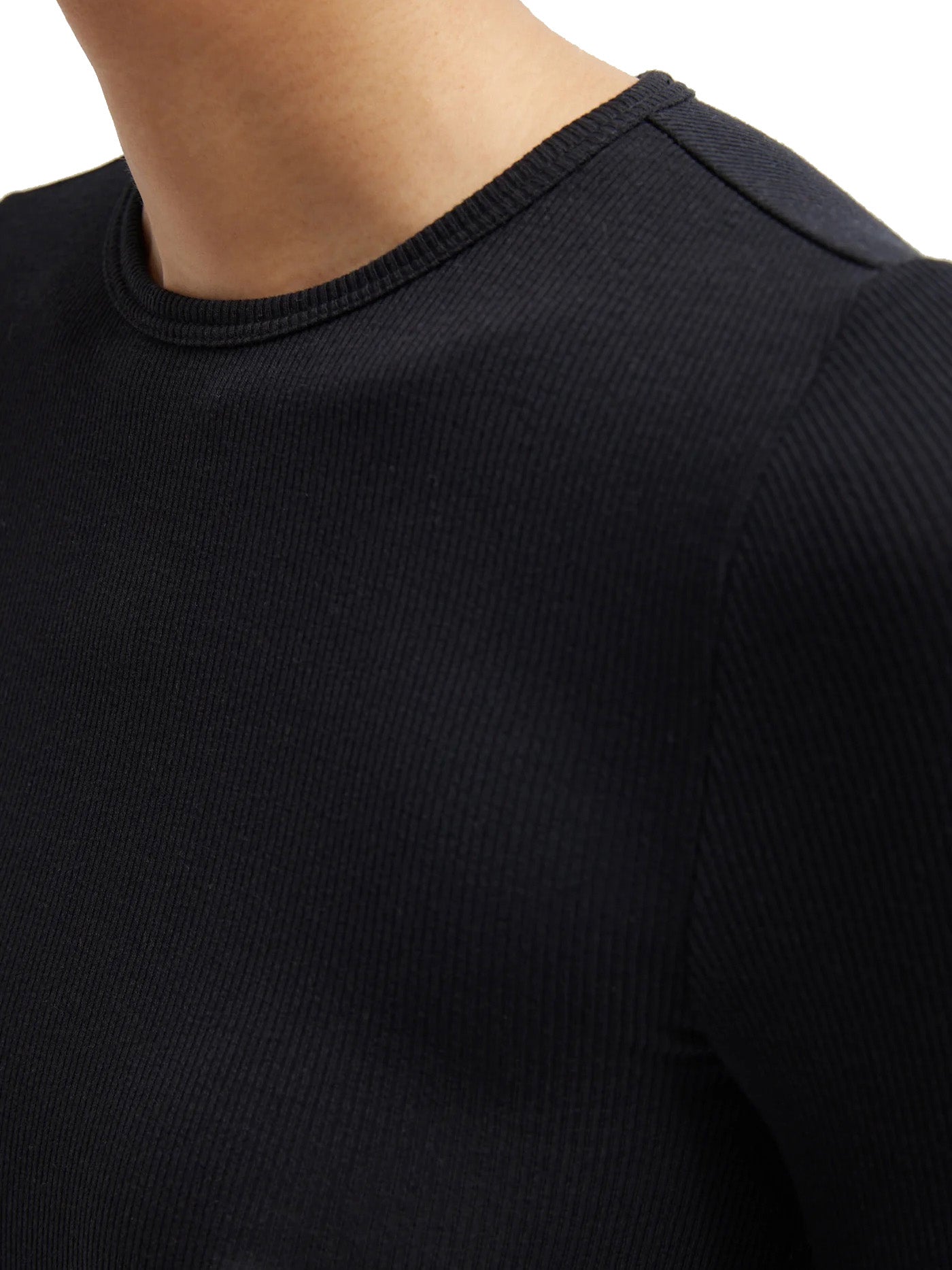 Circular Ribbed Crewneck Pullover T-Shirt