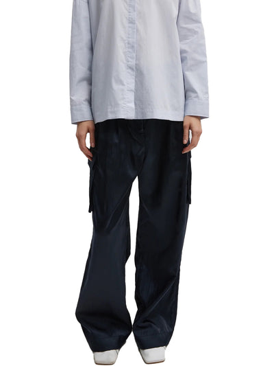 Shiny Nylon Pleated Stella Cargo Pant