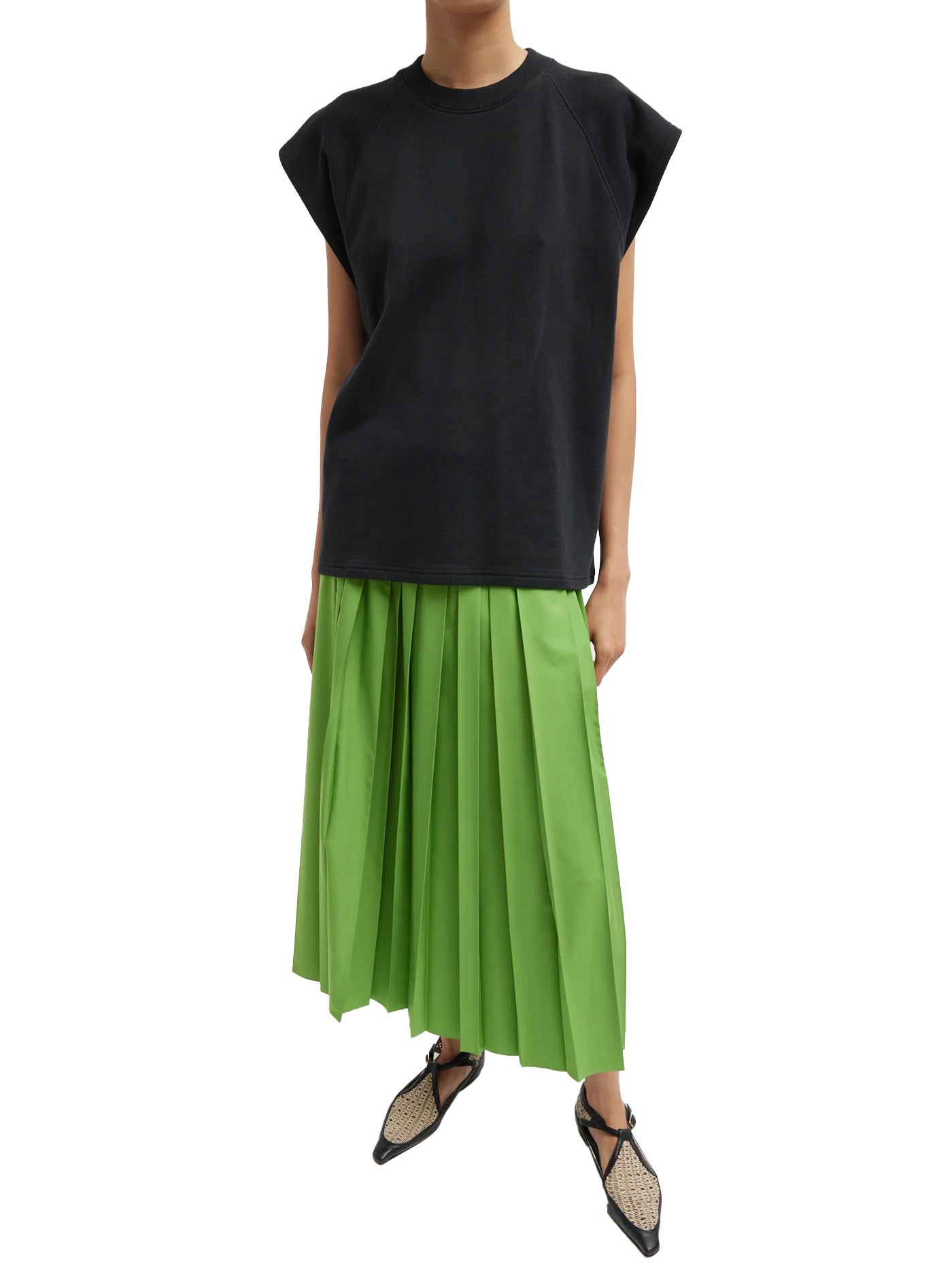 Light Weight Sweatshirting Sleeveless Easy Top in Black