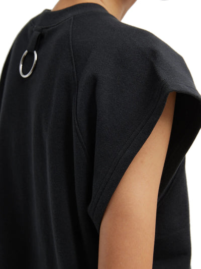 Light Weight Sweatshirting Sleeveless Easy Top in Black