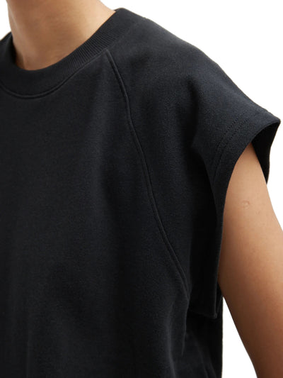 Light Weight Sweatshirting Sleeveless Easy Top in Black