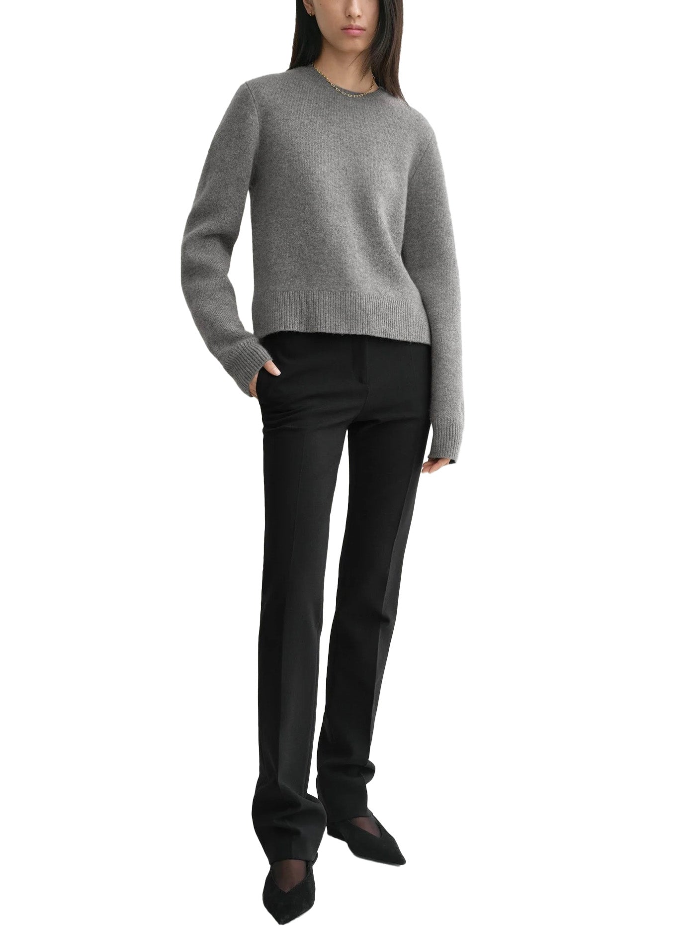 Cropped Crew-Neck Knit