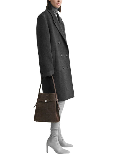 Belted Suede Bucket Bag