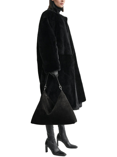 Bevel Suede Bag in Black