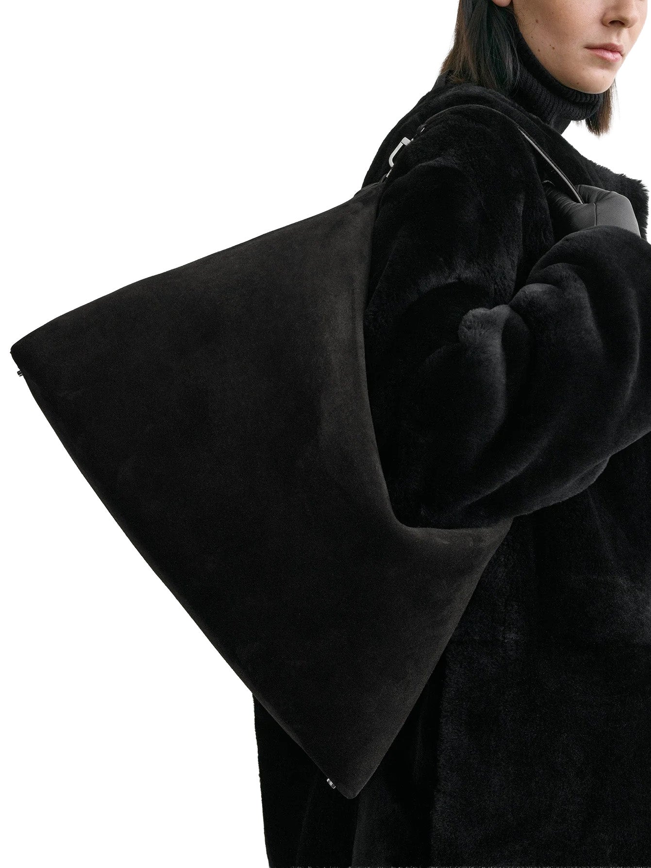 Bevel Suede Bag in Black