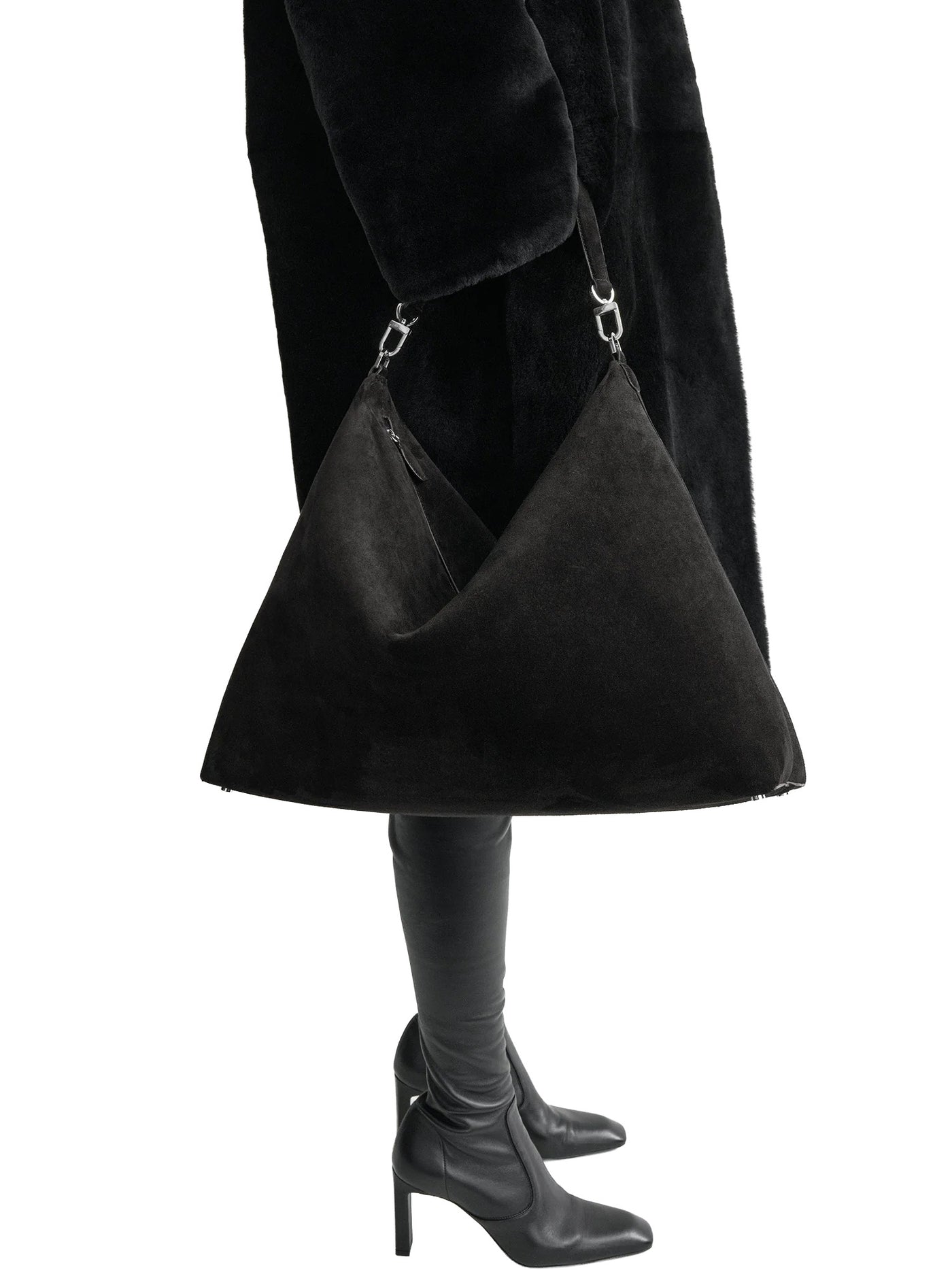 Bevel Suede Bag in Black