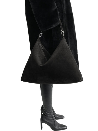 Bevel Suede Bag in Black