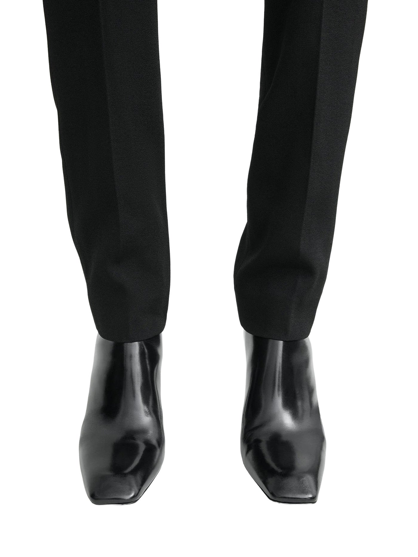 Bar Glossy Leather Boots Black