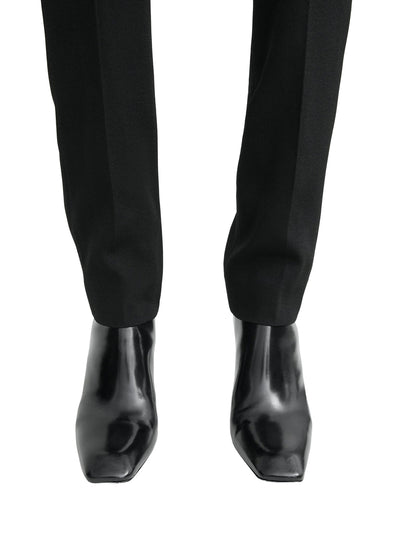 Bar Glossy Leather Boots Black