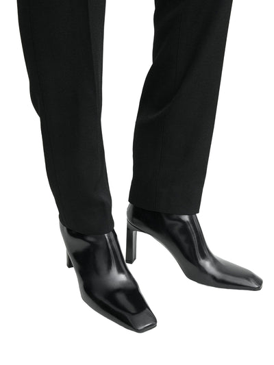 Bar Glossy Leather Boots Black