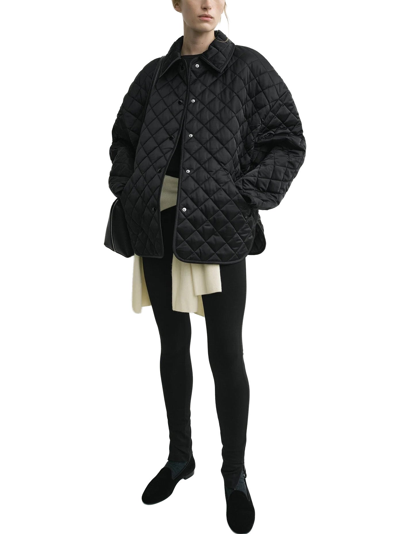 Collared Quilted Jacket Black