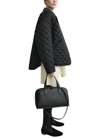 Collared Quilted Jacket Black