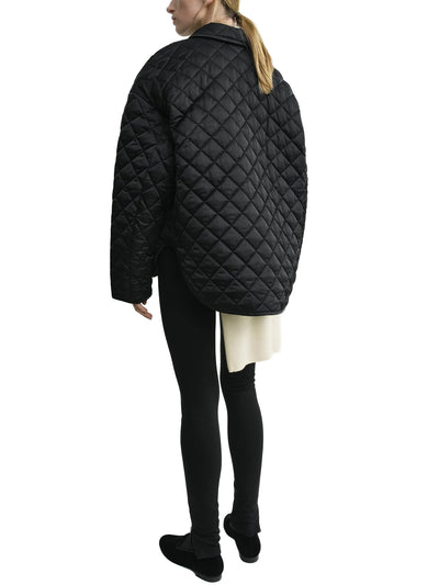 Collared Quilted Jacket Black