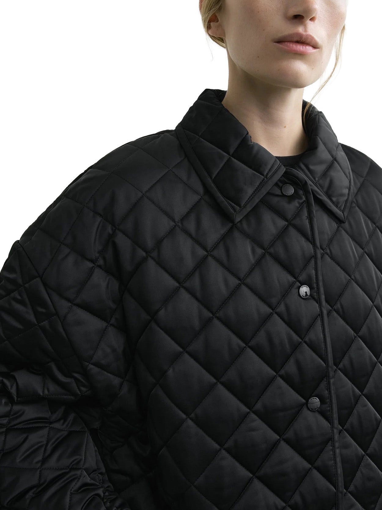 Collared Quilted Jacket Black