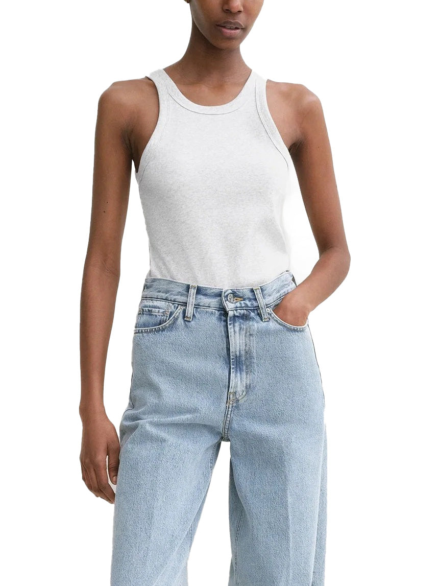Curved Rib Tank Pale Grey Mélange