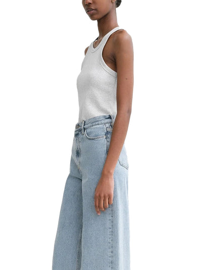 Curved Rib Tank Pale Grey Mélange