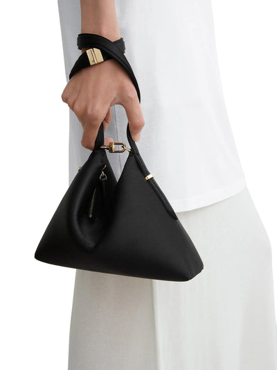 Bevel Satin Wristlet in Black