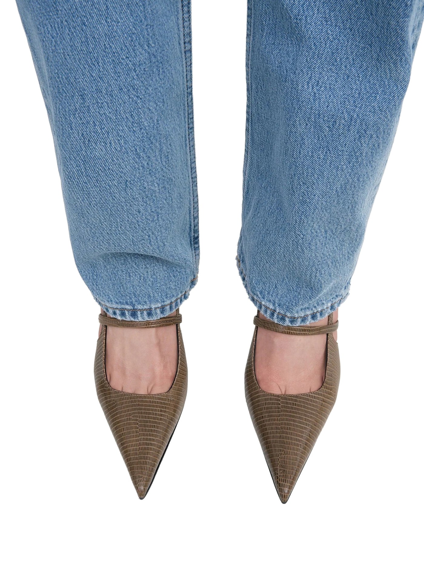 Lizard-Embossed Stiletto Slingbacks