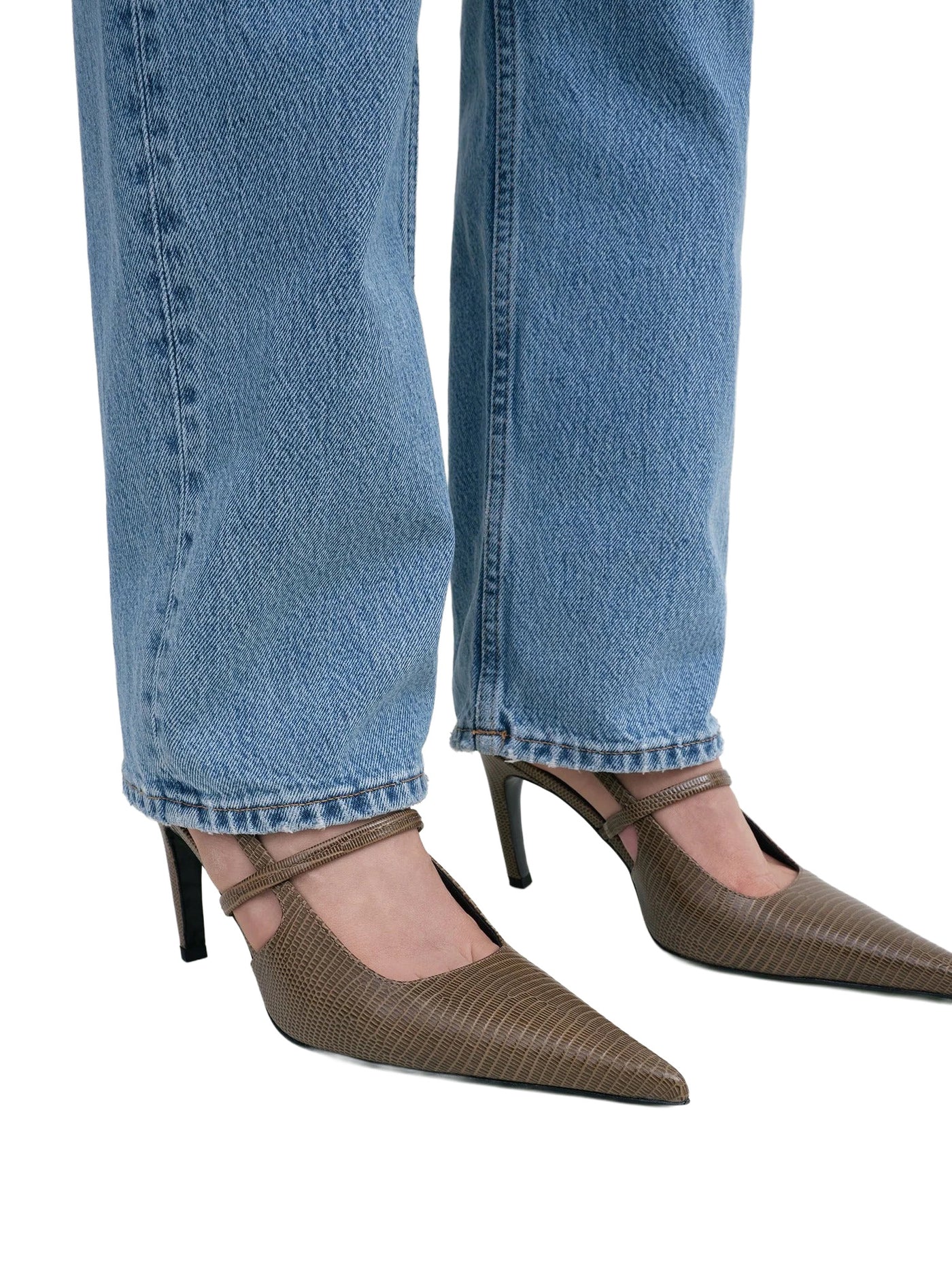 Lizard-Embossed Stiletto Slingbacks
