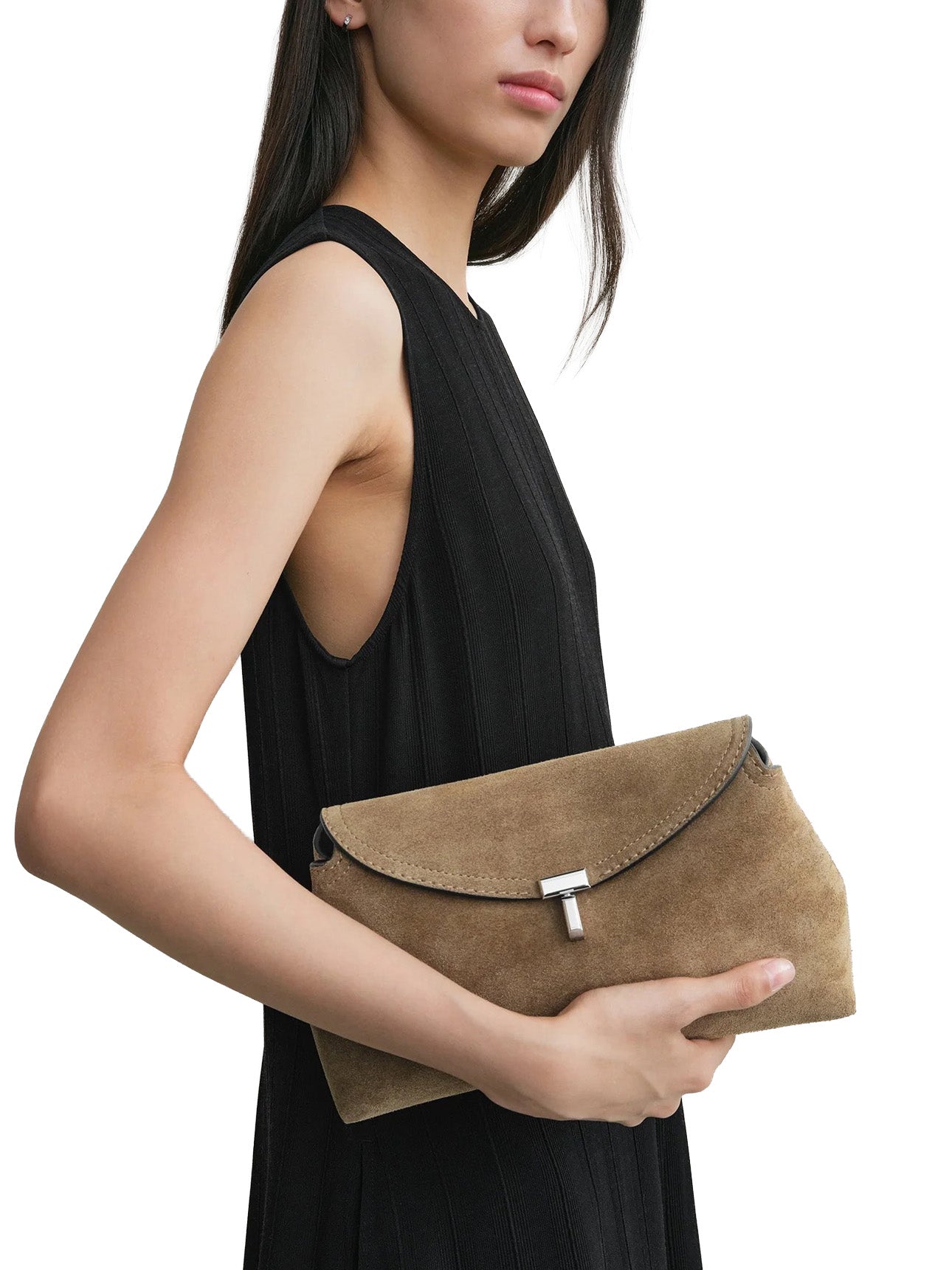 T-Lock Suede Clutch Tobacco