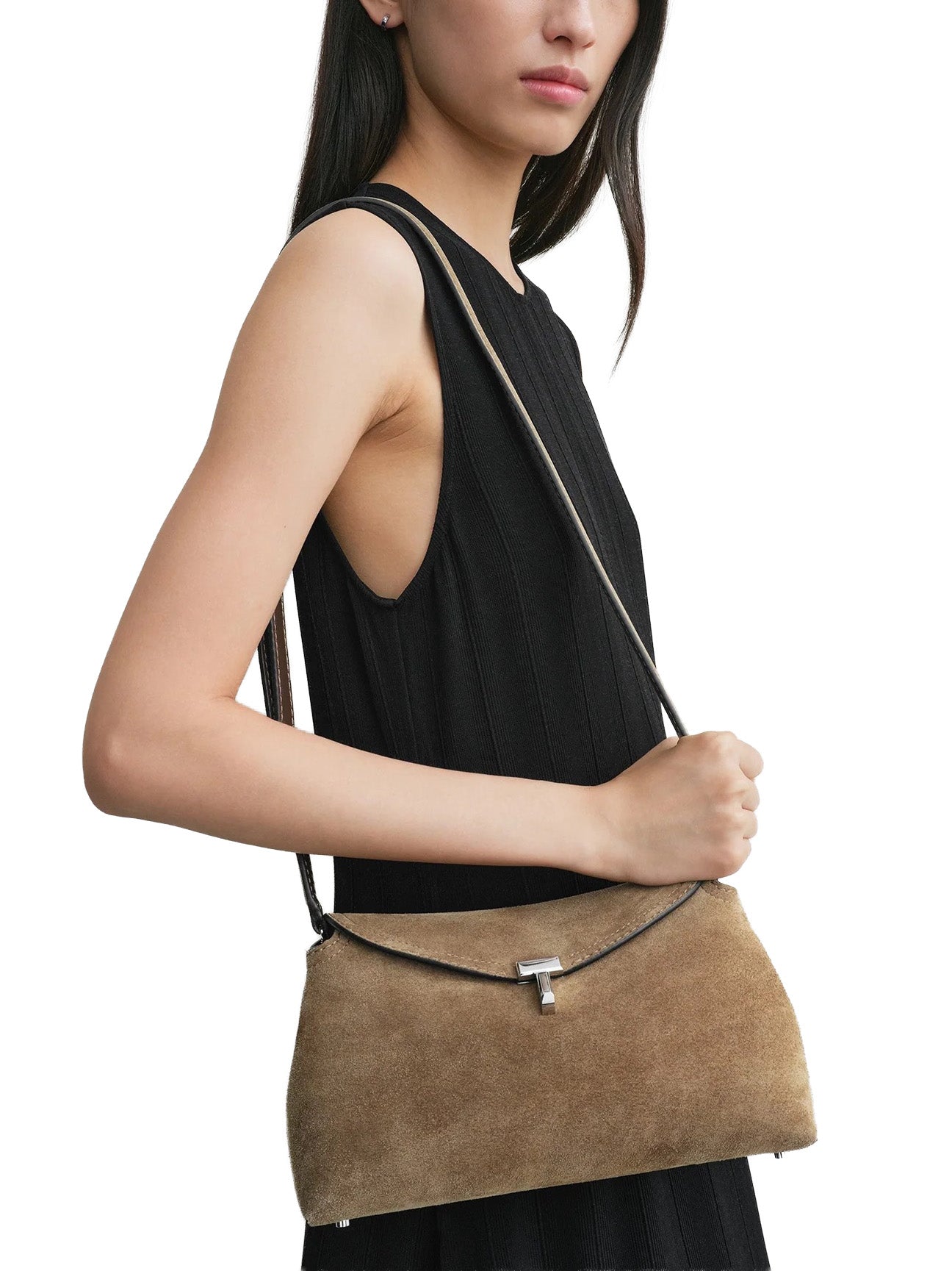 T-Lock Suede Clutch Tobacco