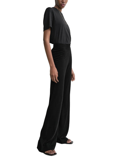 Wide Knit Trousers Black