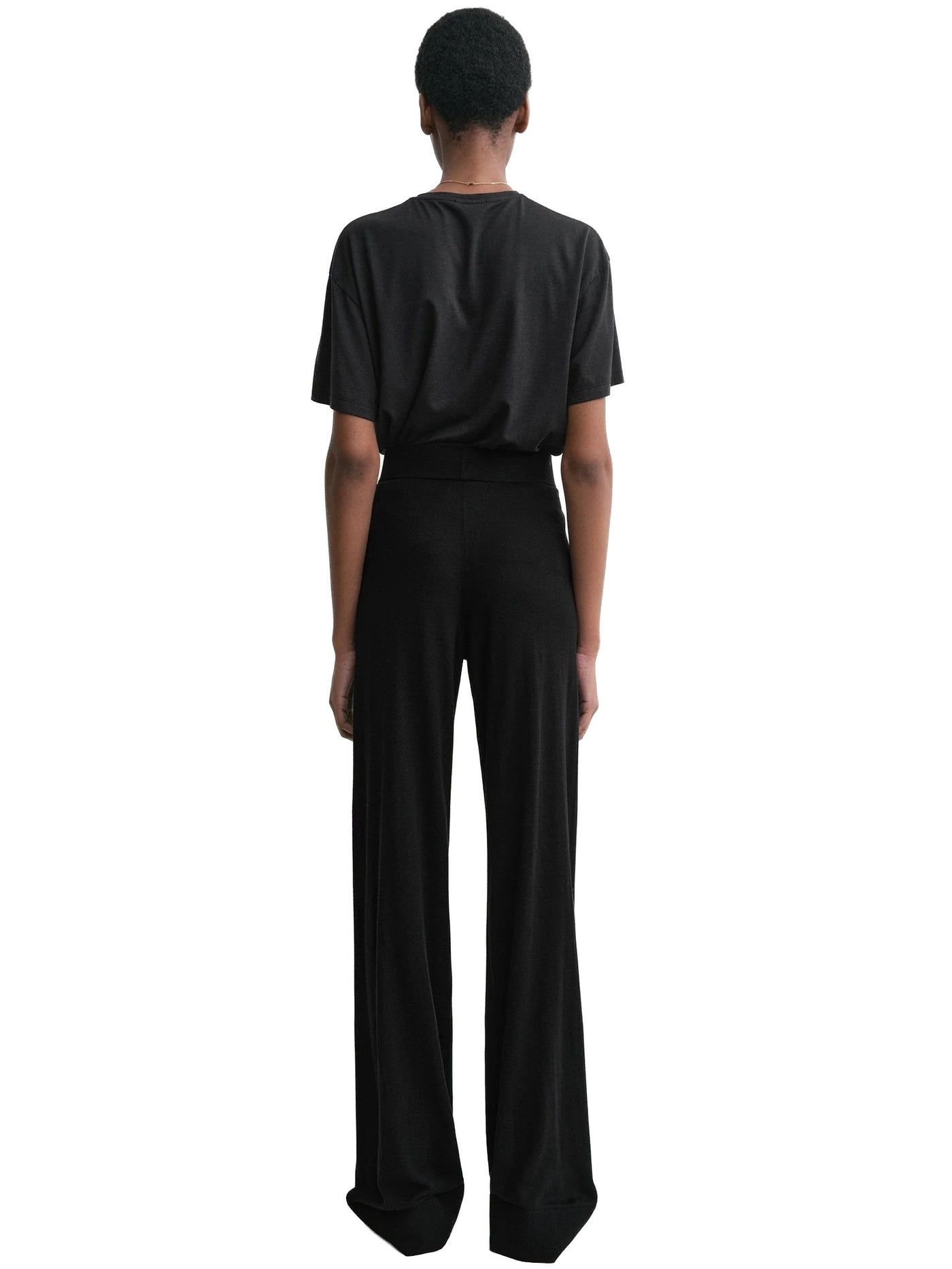 Wide Knit Trousers Black