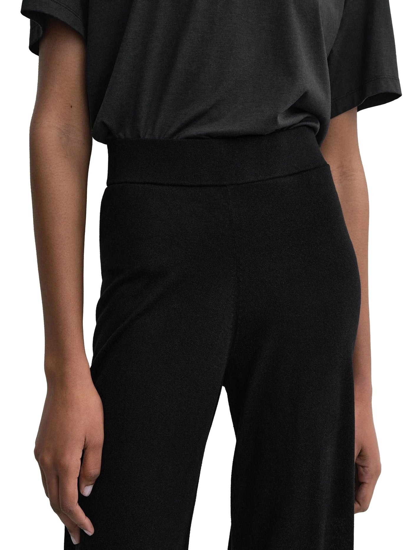 Wide Knit Trousers Black